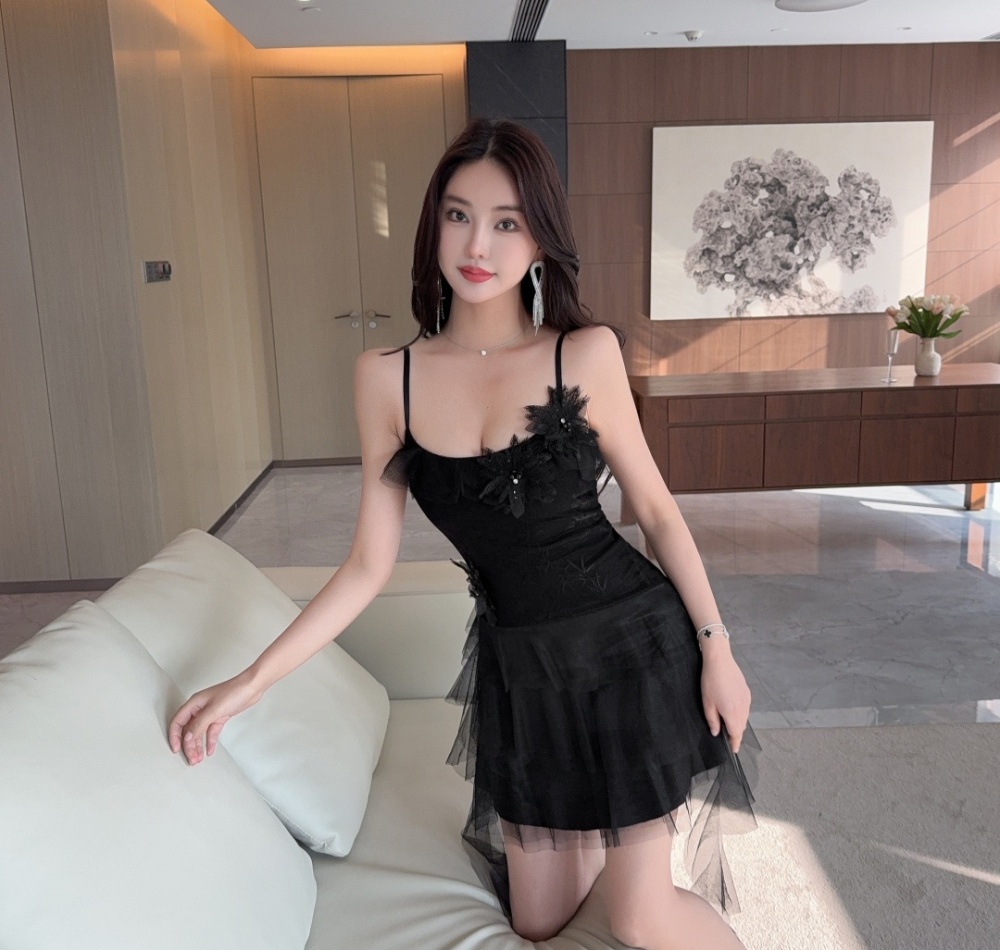 Slim cake formal dress short sling dress