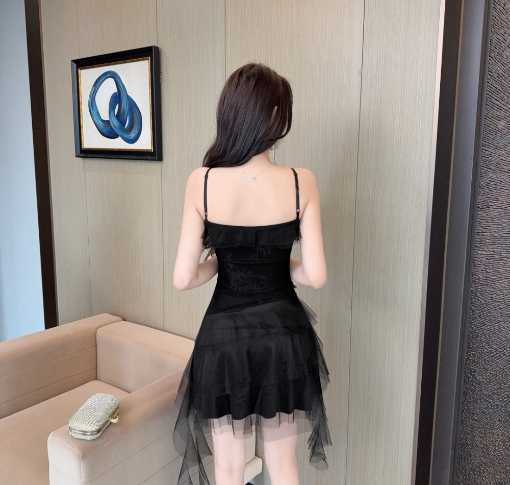 Slim cake formal dress short sling dress