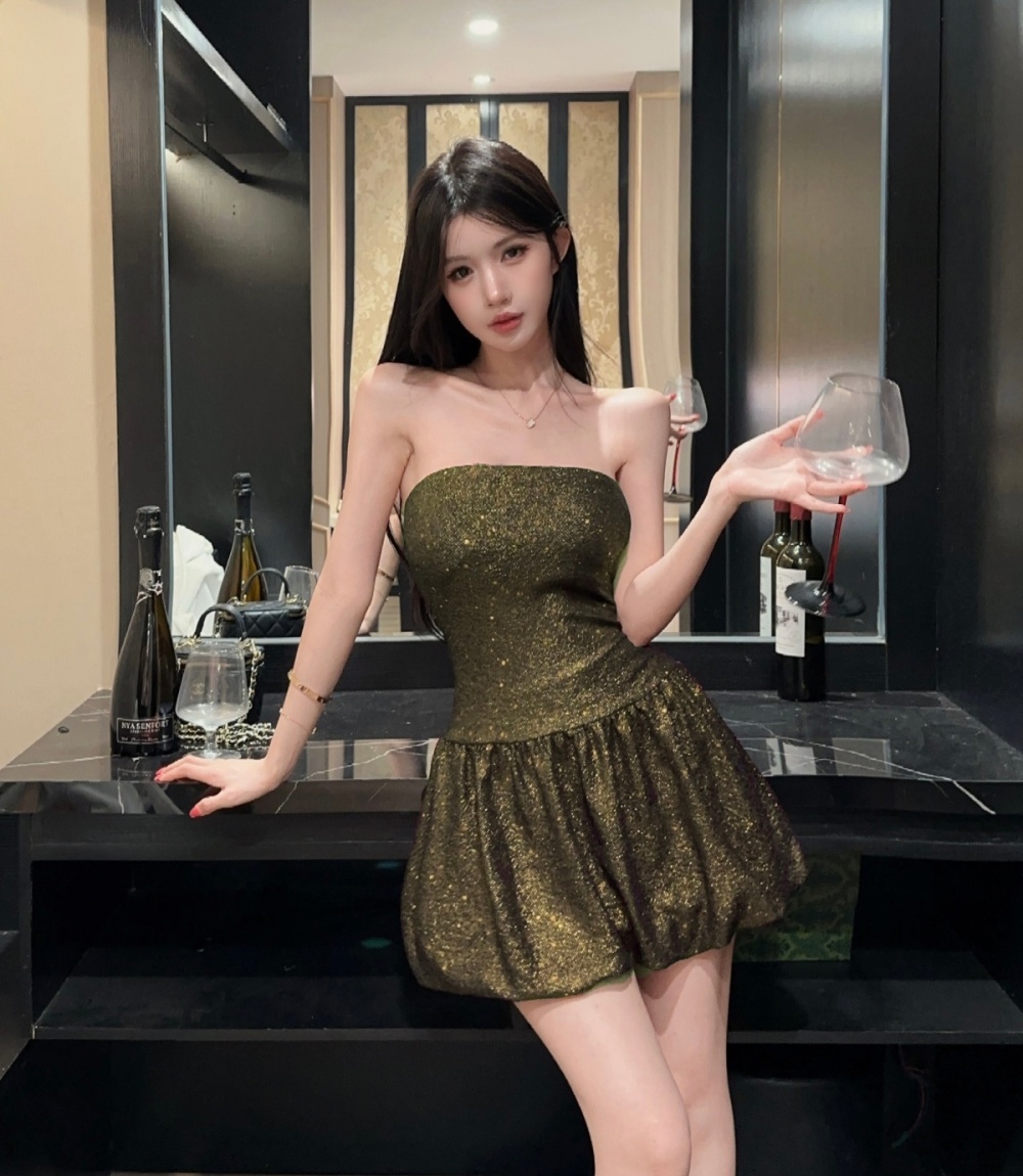 Sequins wrapped chest spicegirl chanelstyle dress