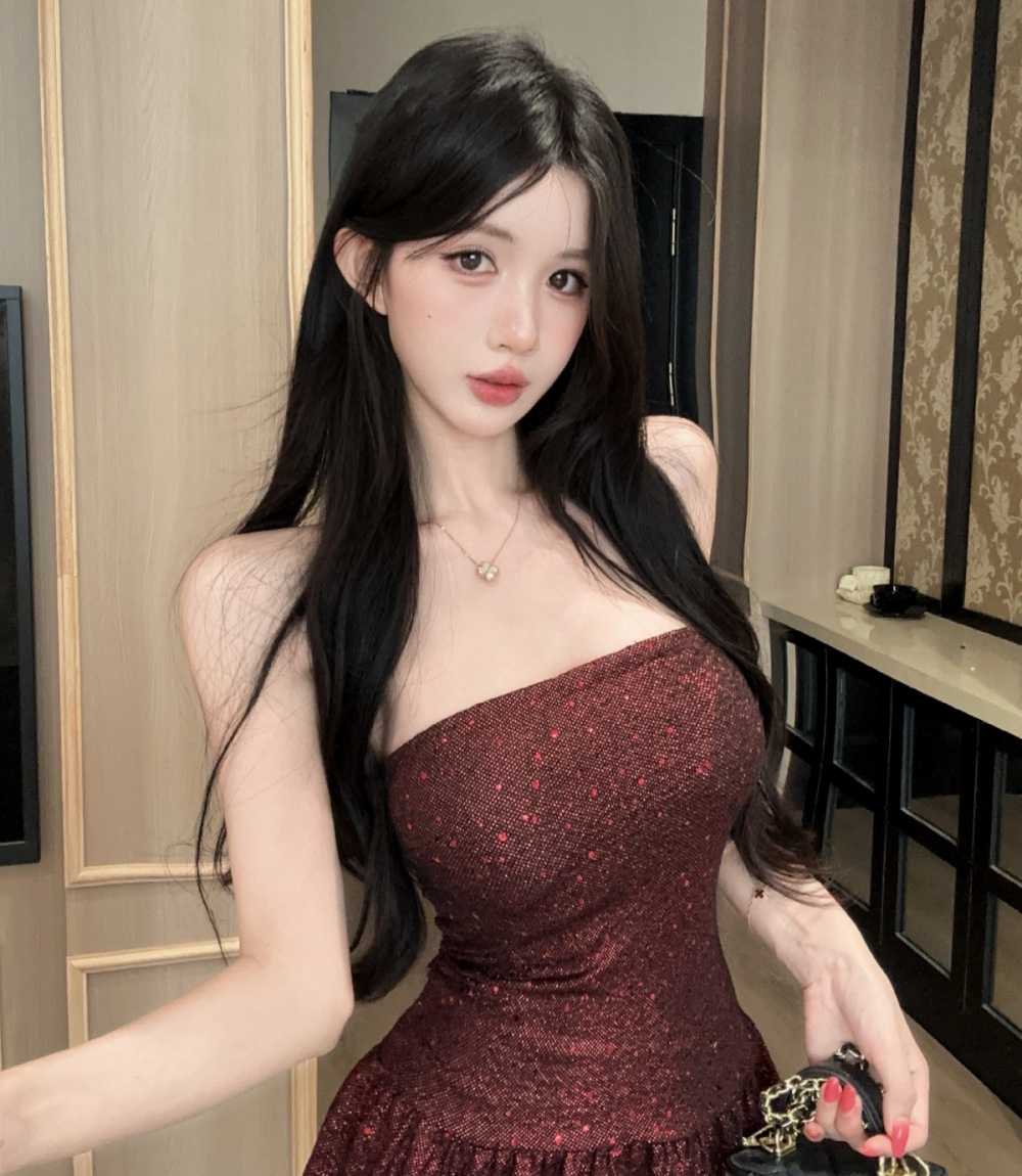 Sequins wrapped chest spicegirl chanelstyle dress