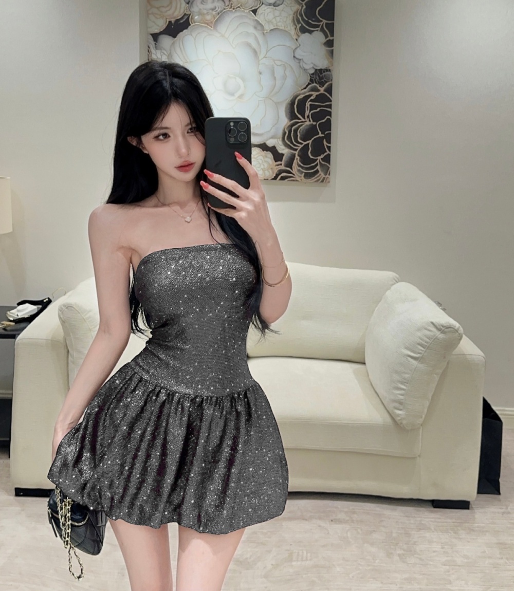 Sequins wrapped chest spicegirl chanelstyle dress