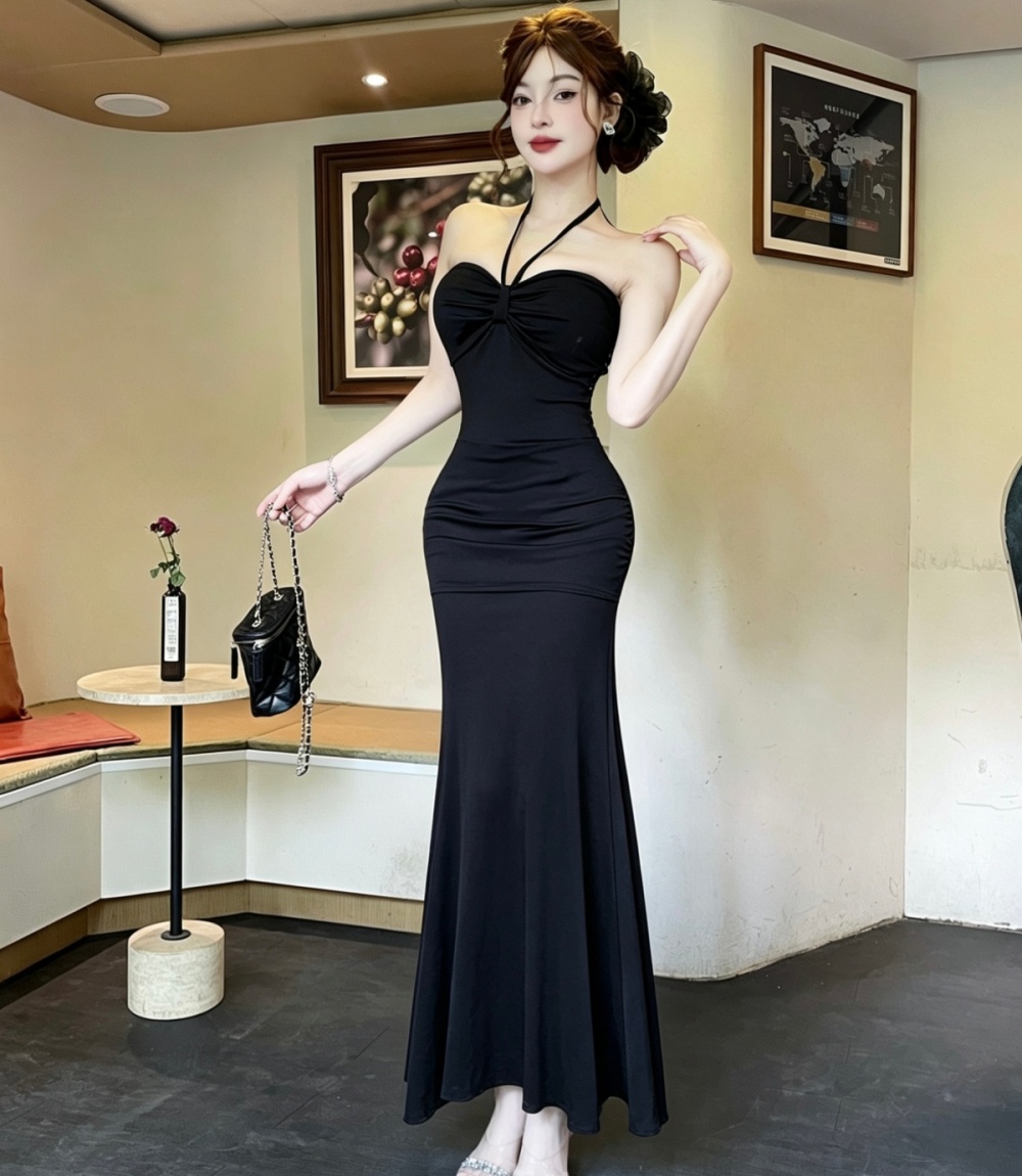 Hollow polka dot beach dress halter France style dress