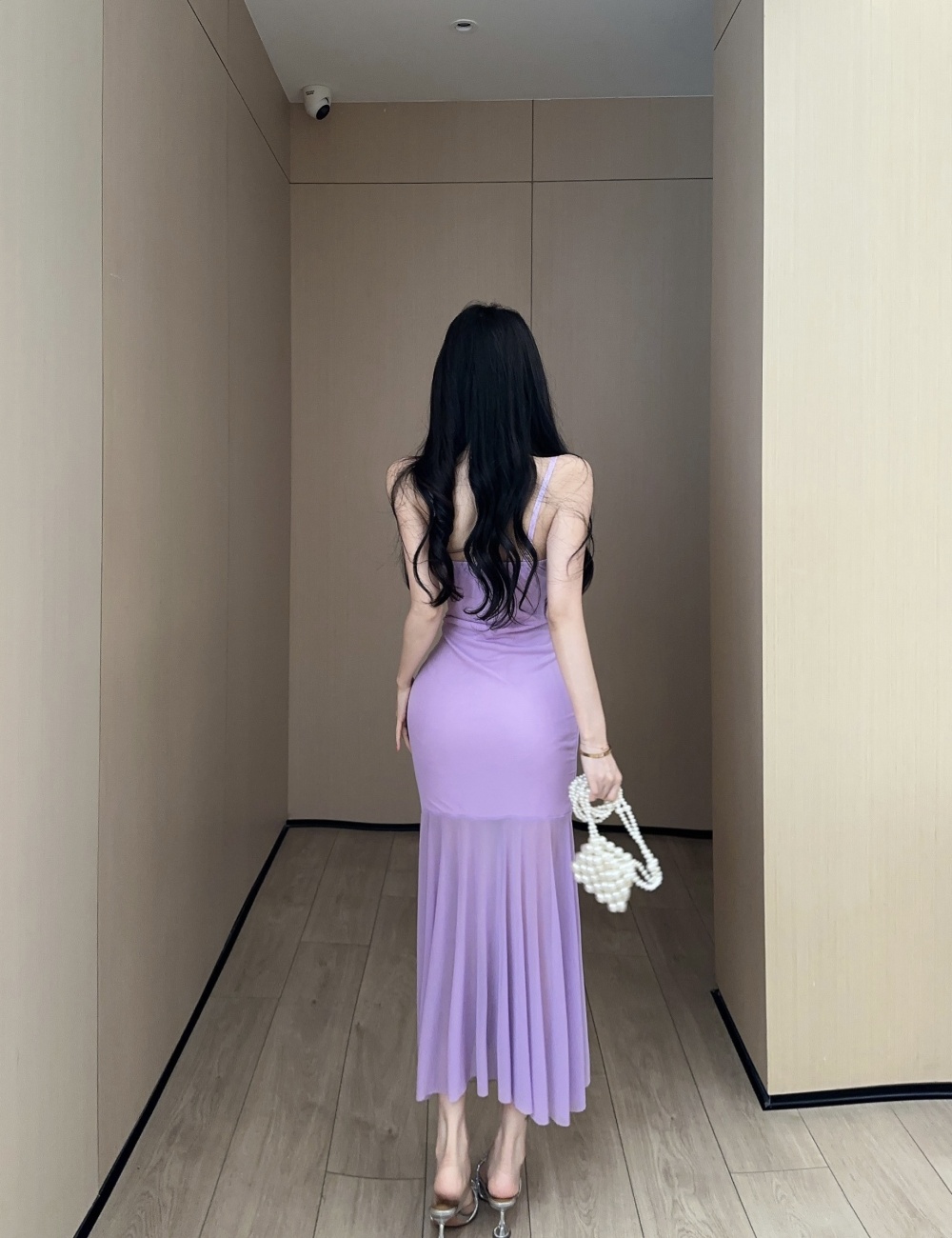 Sling vacation long dress slim splice dress for women
