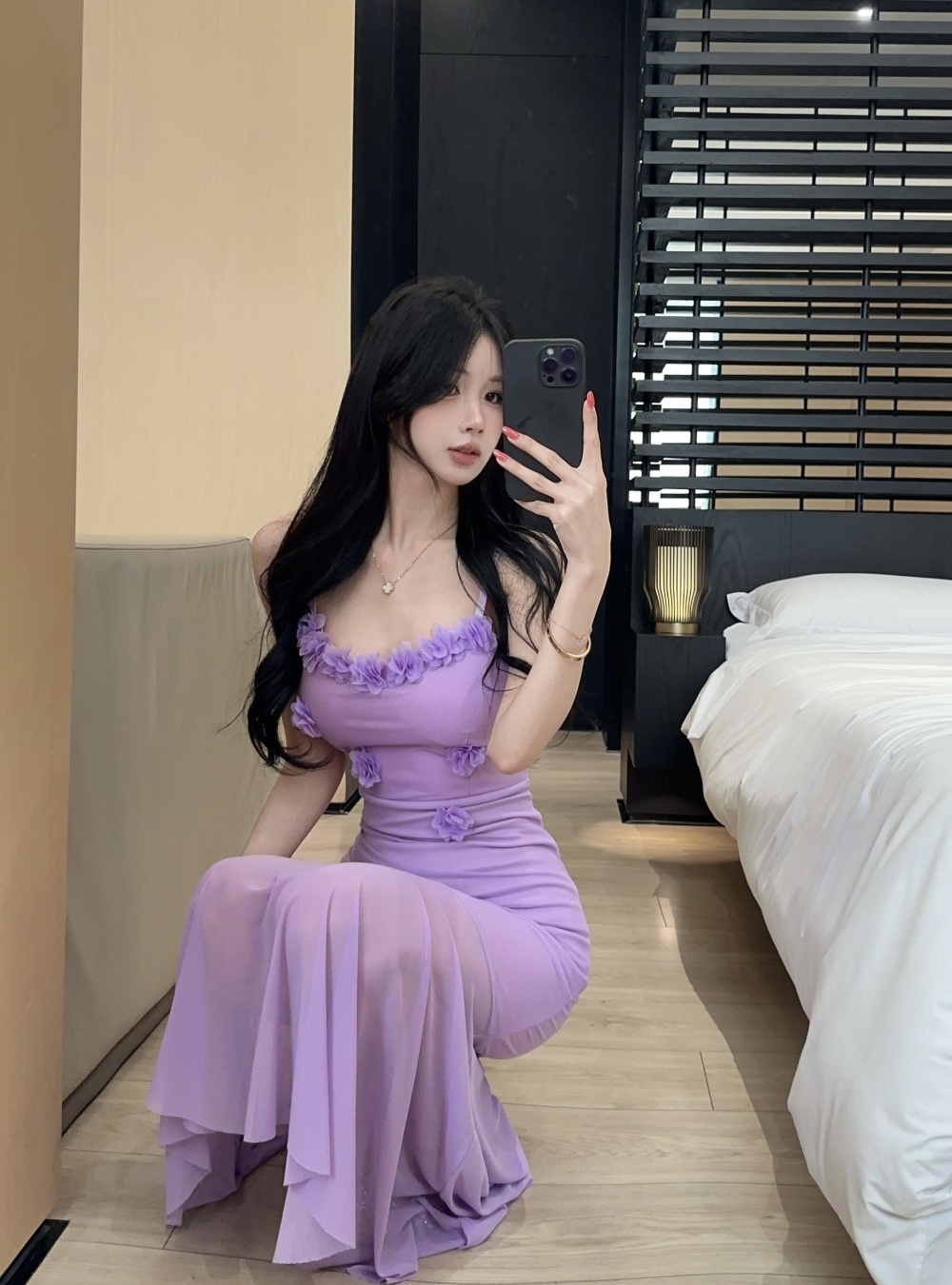 Sling vacation long dress slim splice dress for women