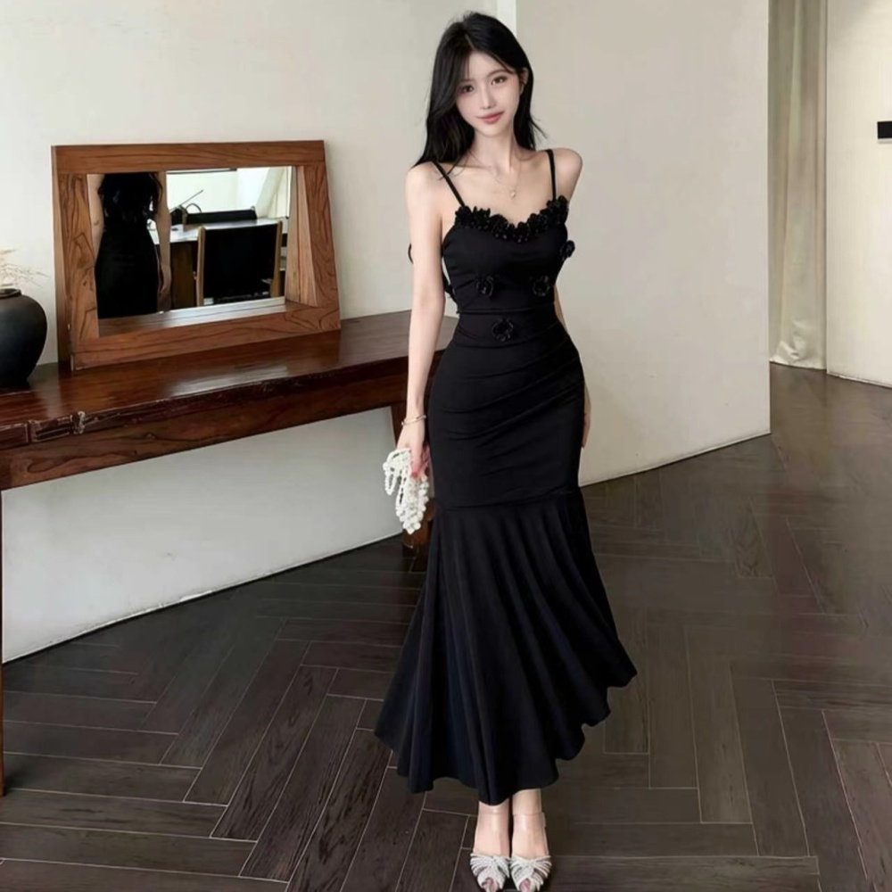 Sling vacation long dress slim splice dress for women