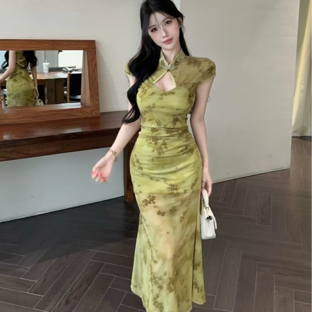 Summer sexy long cheongsam Chinese style temperament dress