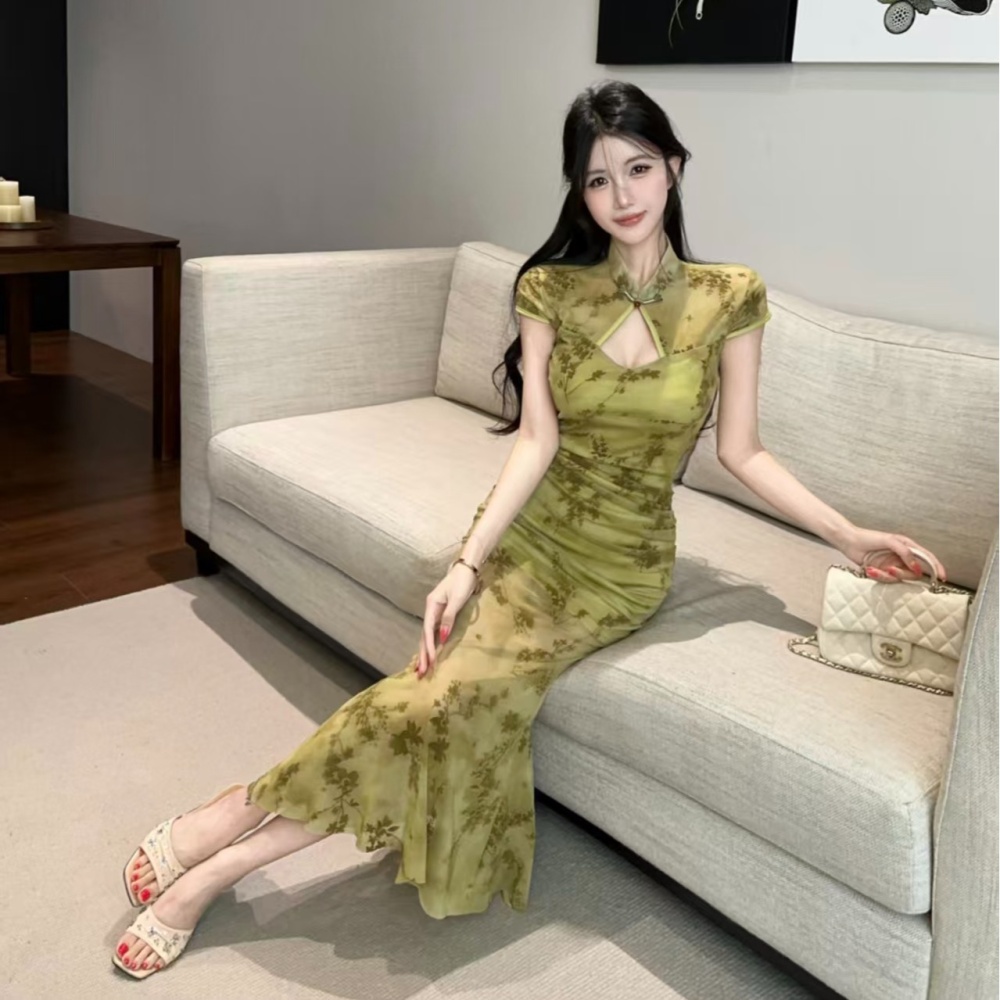 Summer sexy long cheongsam Chinese style temperament dress