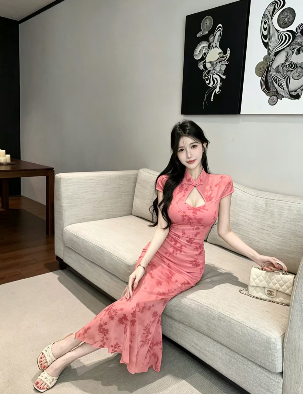 Summer sexy long cheongsam Chinese style temperament dress