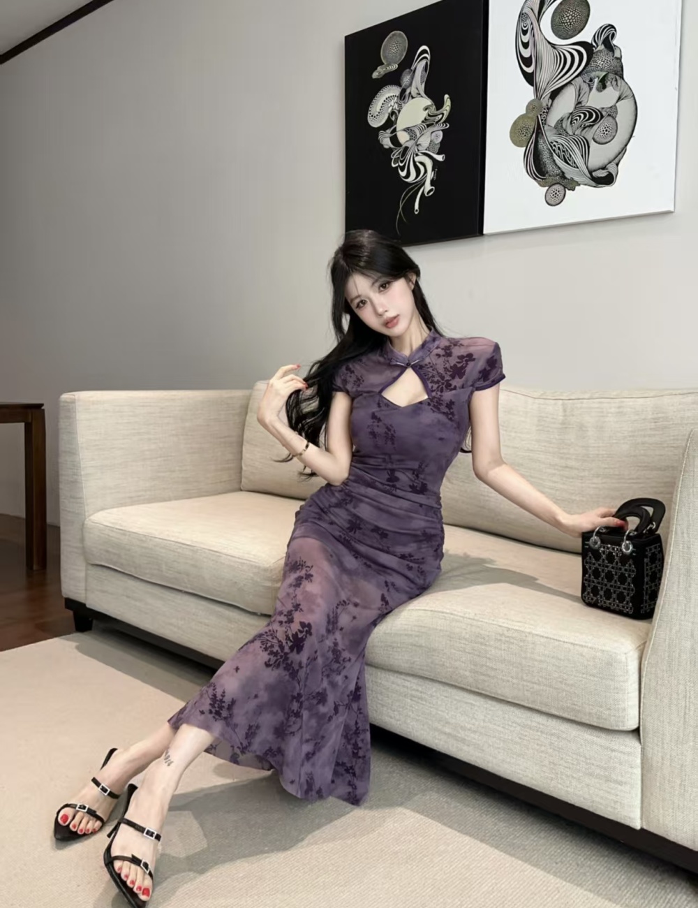 Summer sexy long cheongsam Chinese style temperament dress