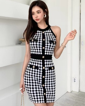 Korean style T-back knitted dress for women