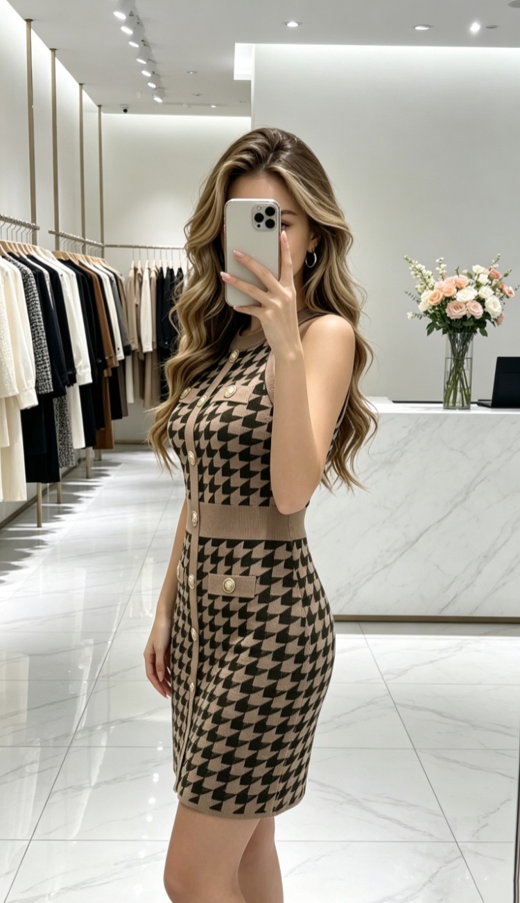 Korean style T-back knitted dress for women