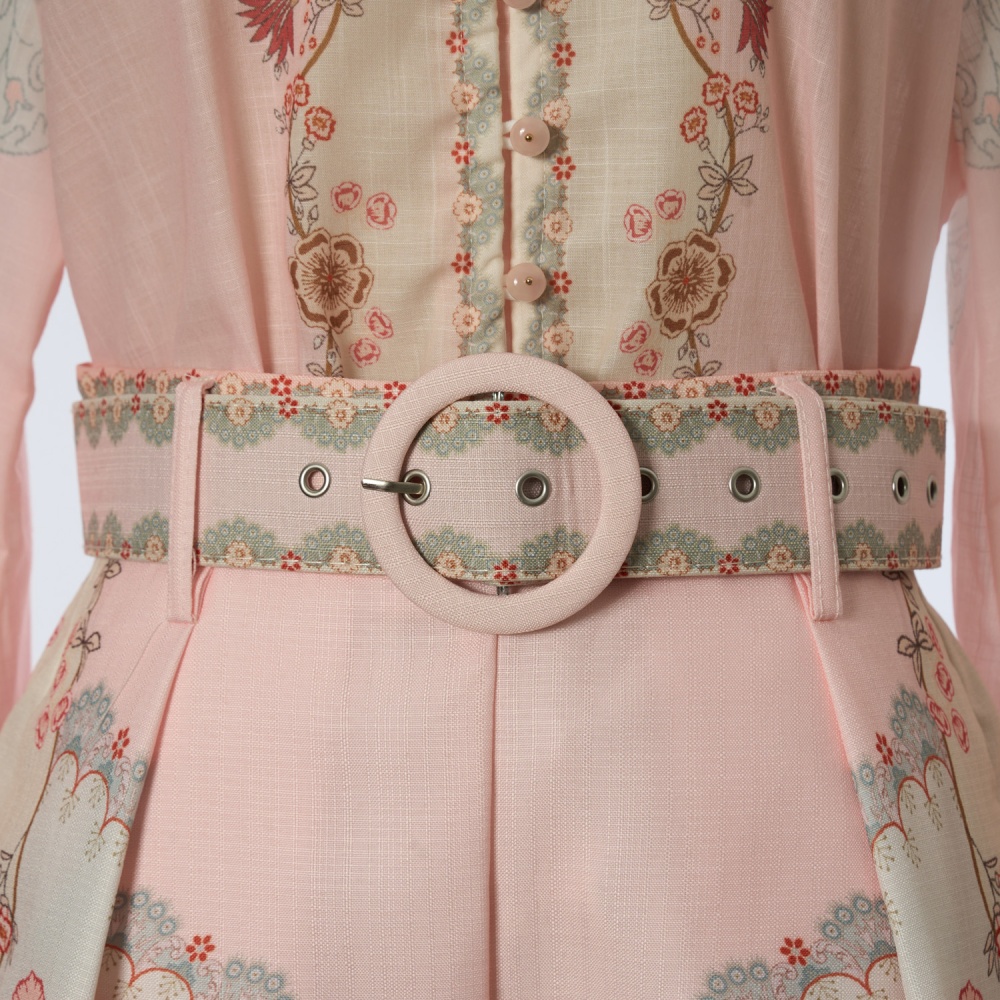 Cstand collar printing belt wide leg shorts