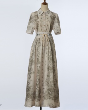 Casual light luxury shirt printing skirt a set