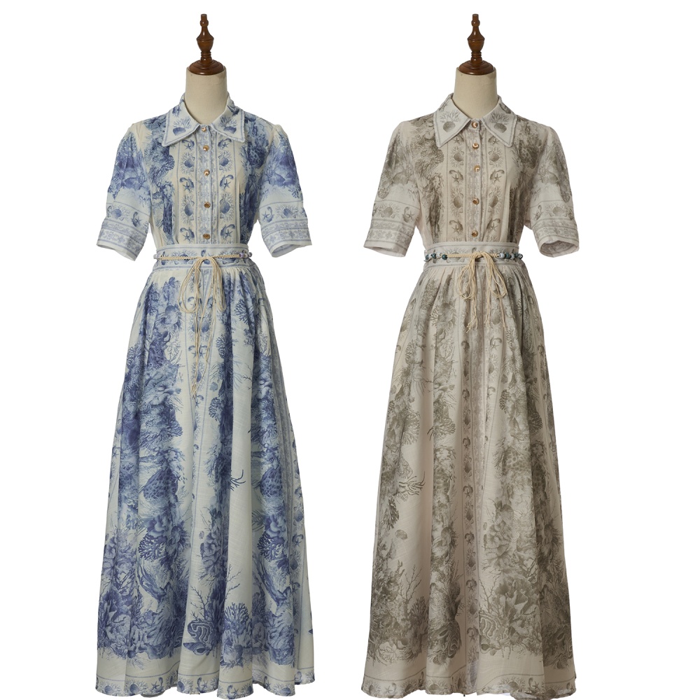 Casual light luxury shirt printing skirt a set