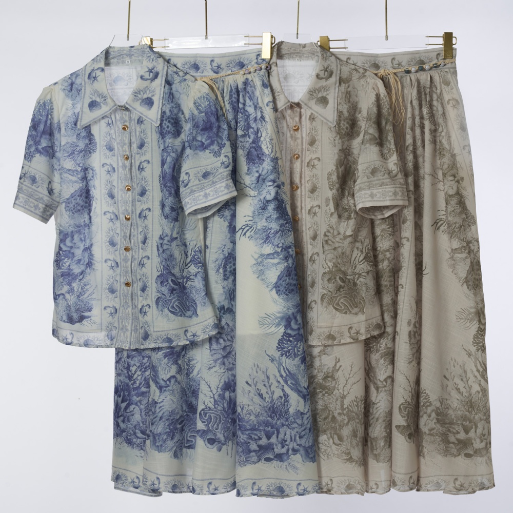 Casual light luxury shirt printing skirt a set