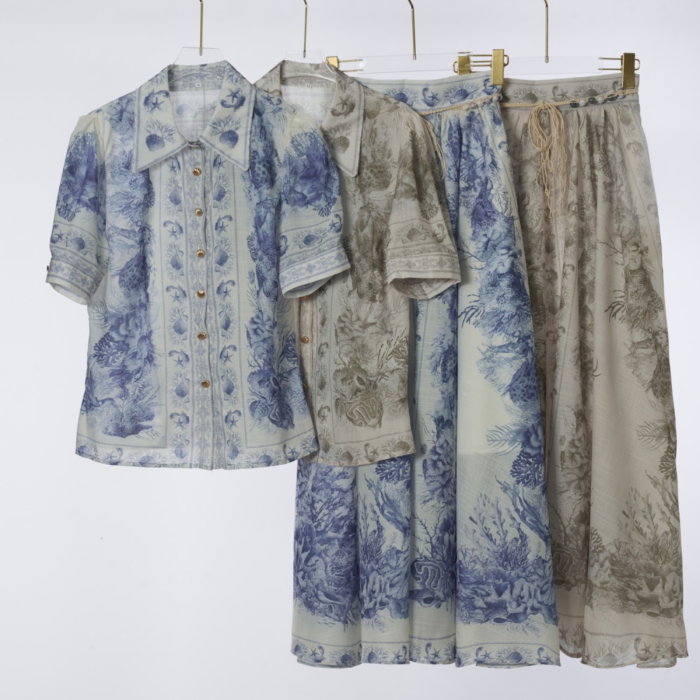 Casual light luxury shirt printing skirt a set