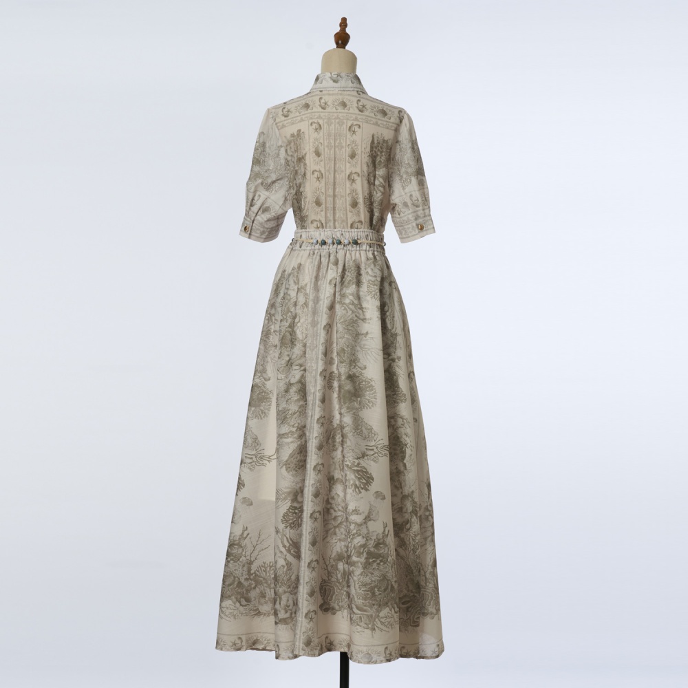 Casual light luxury shirt printing skirt a set