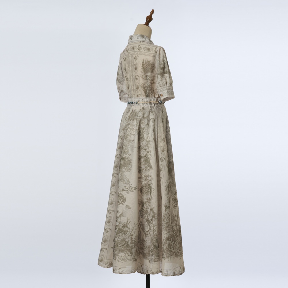 Casual light luxury shirt printing skirt a set