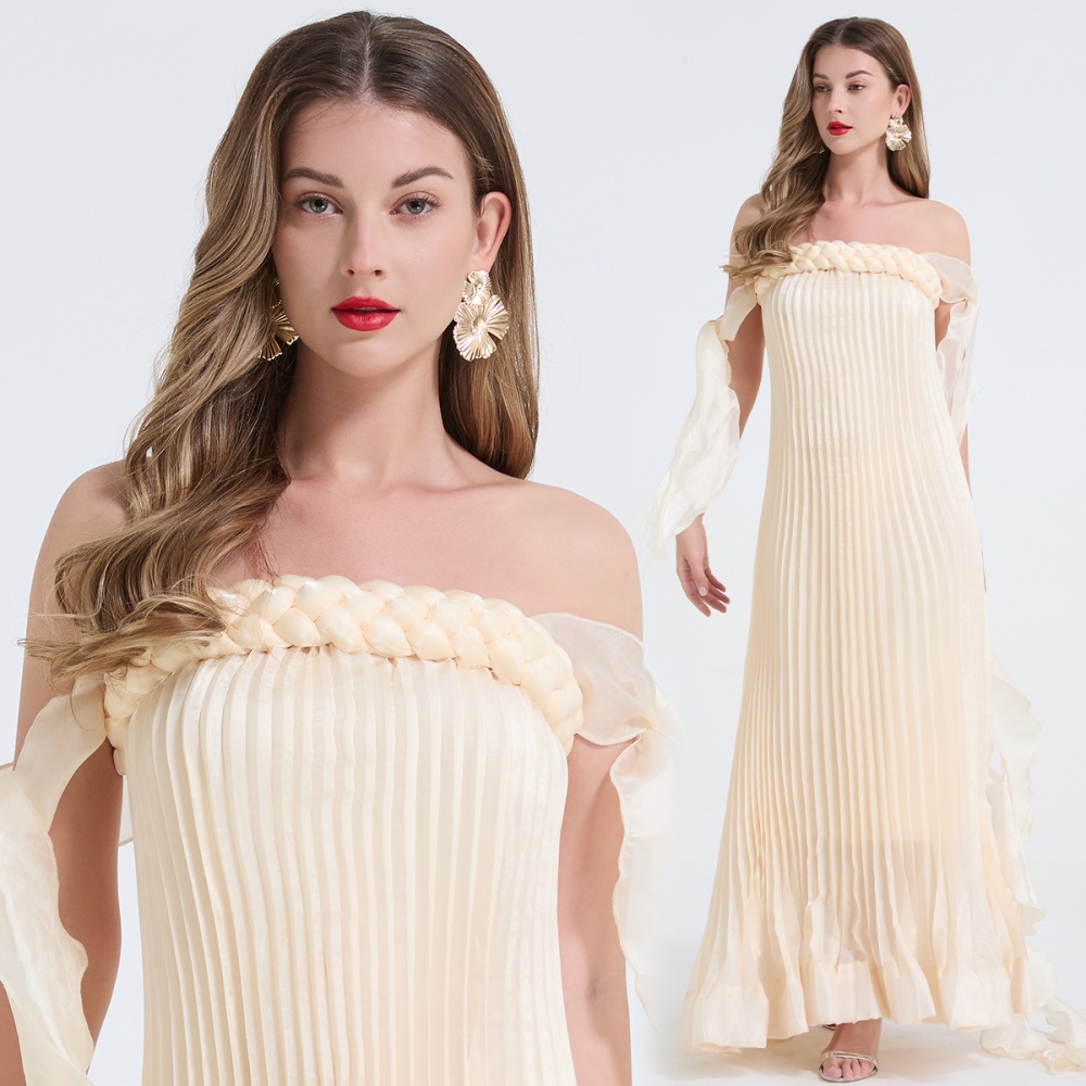 Lotus leaf edges France style streamer big skirt dress