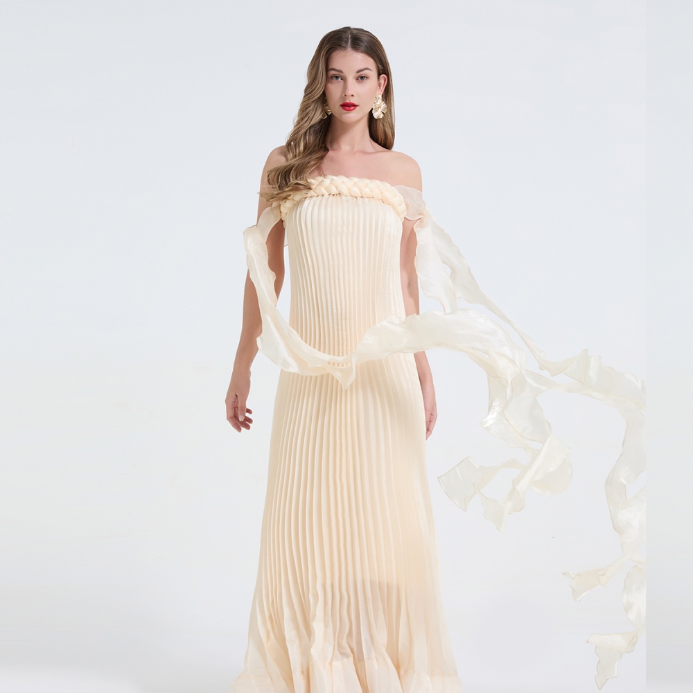 Lotus leaf edges France style streamer big skirt dress