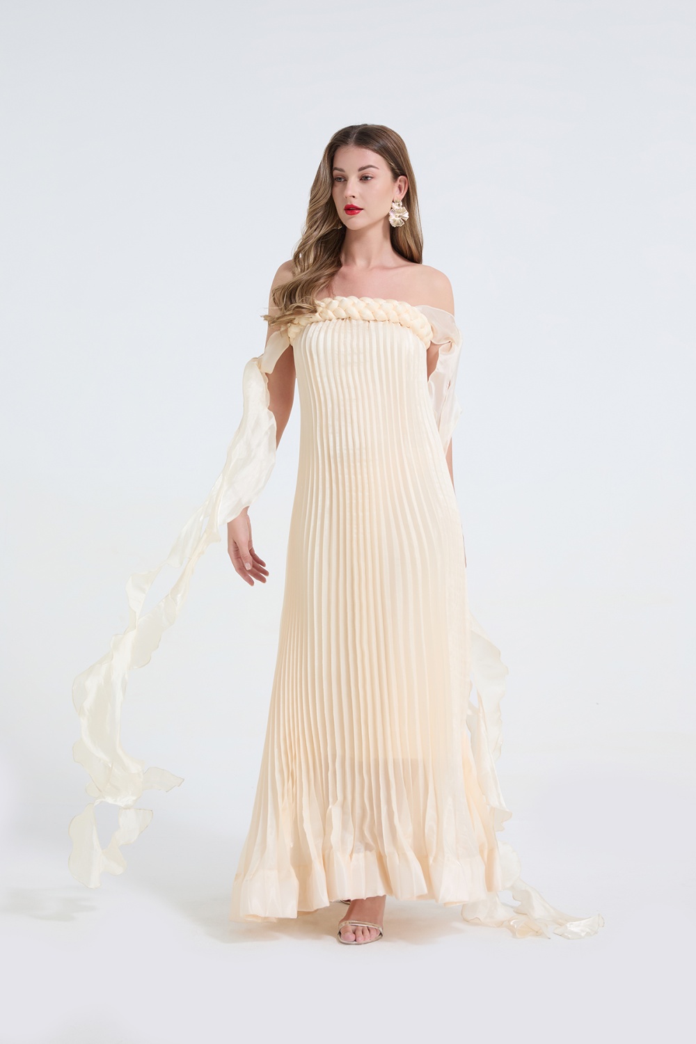 Lotus leaf edges France style streamer big skirt dress