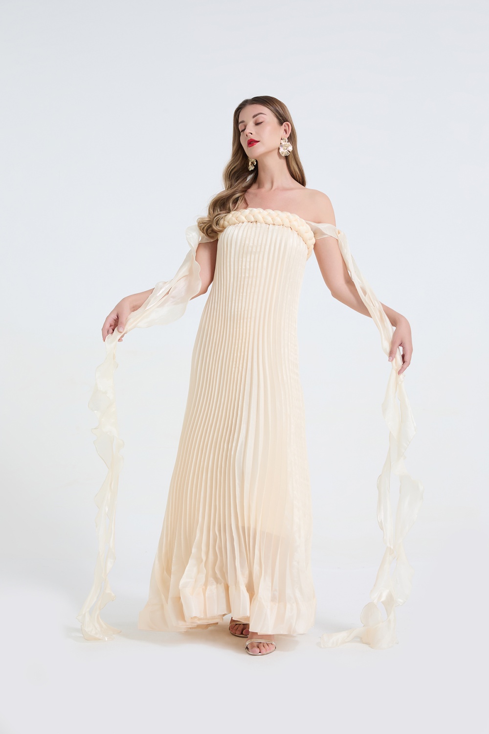 Lotus leaf edges France style streamer big skirt dress