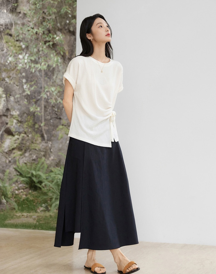 Round neck temperament tops summer T-shirt