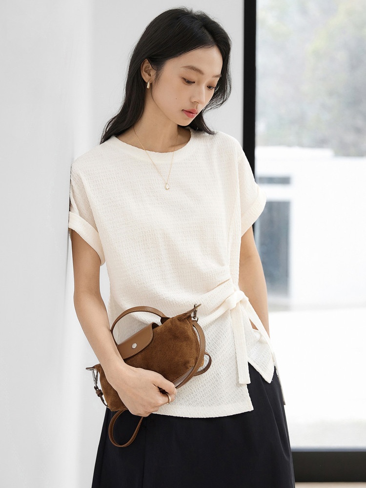 Round neck temperament tops summer T-shirt