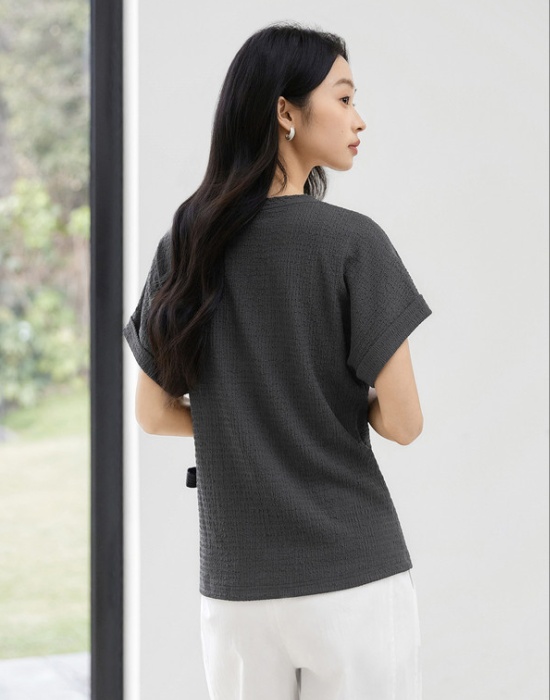 Round neck temperament tops summer T-shirt