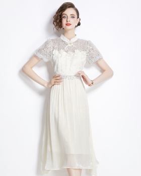 Court style sequins Western style gauze long dress for women