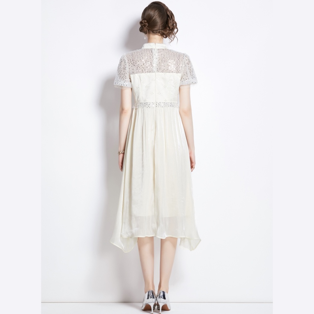 Court style sequins Western style gauze long dress for women