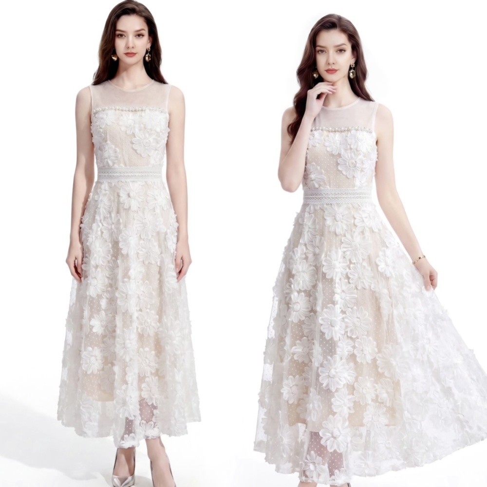 Sleeveless formal dress stereoscopic dress for women