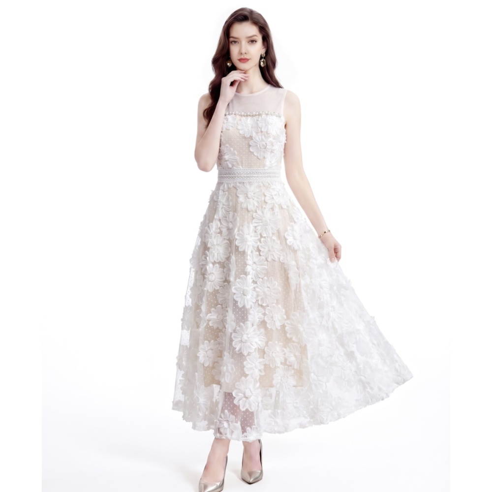 Sleeveless formal dress stereoscopic dress for women