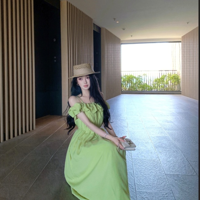 Vacation France style long dress spring vest for women