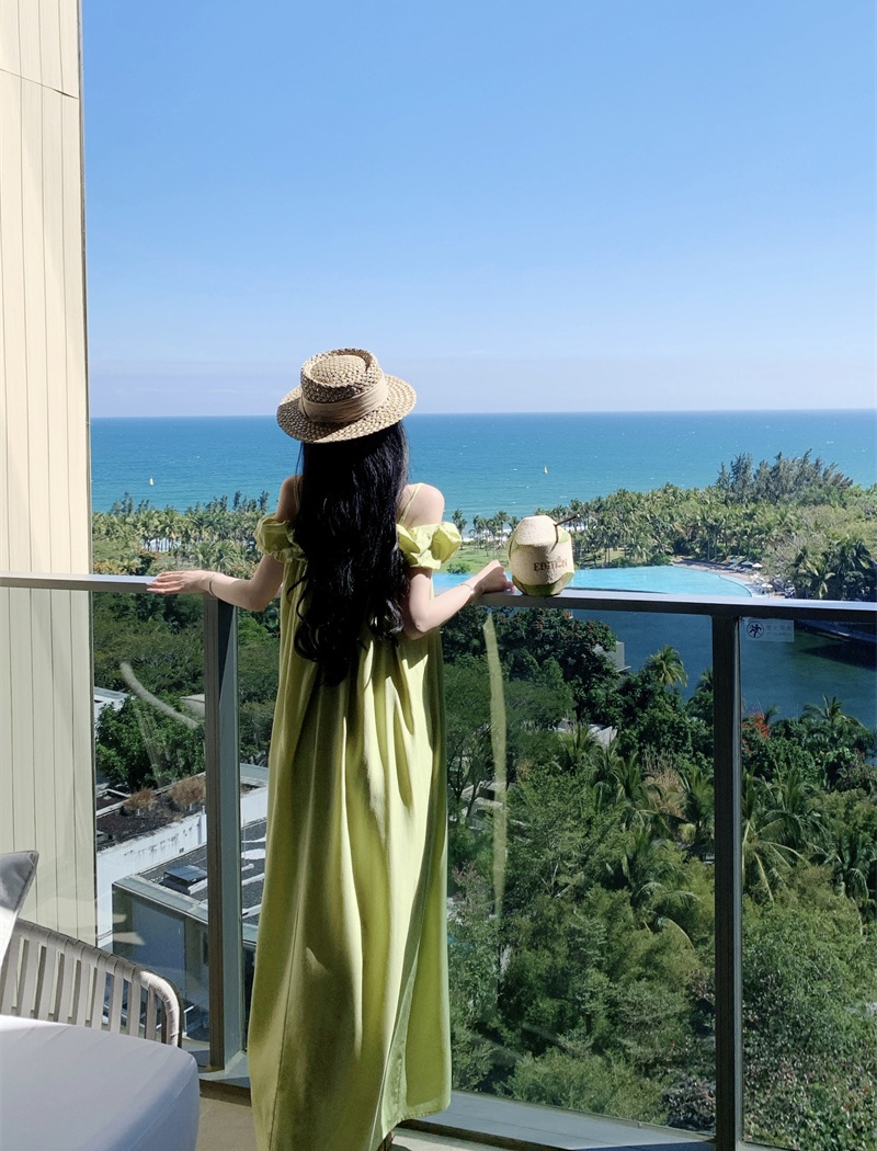 Vacation France style long dress spring vest for women