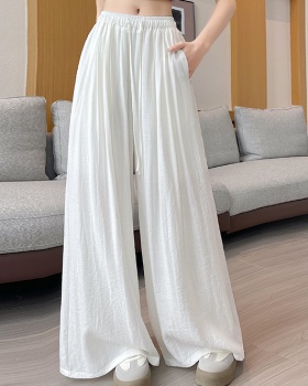 Drape cotton linen wide leg pants ice silk pants for women