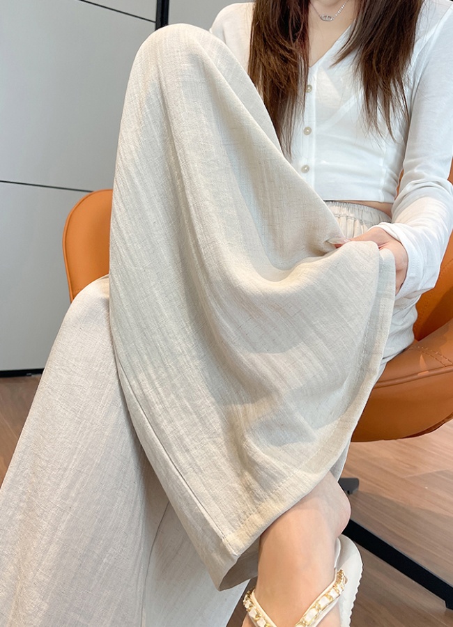 Drape cotton linen wide leg pants ice silk pants for women