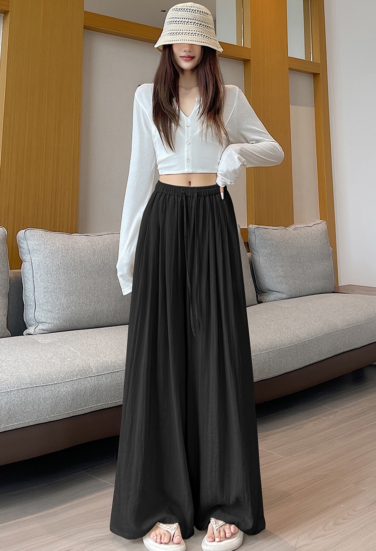 Drape cotton linen wide leg pants ice silk pants for women