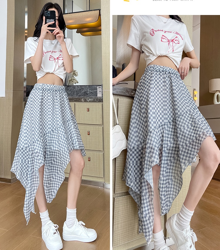 Summer A-line irregular leopard sweet all-match skirt