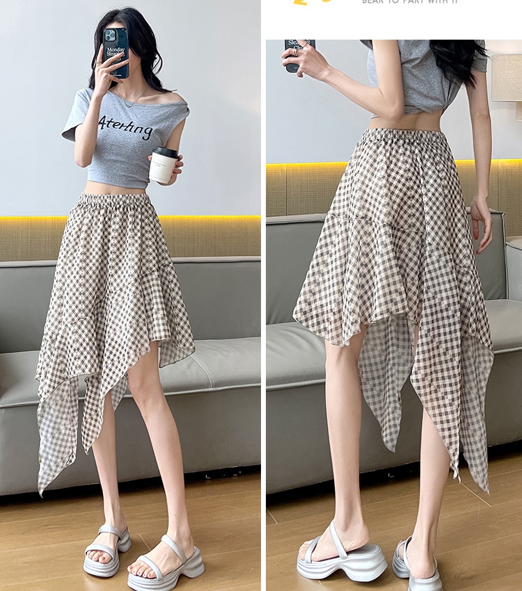 Summer A-line irregular leopard sweet all-match skirt