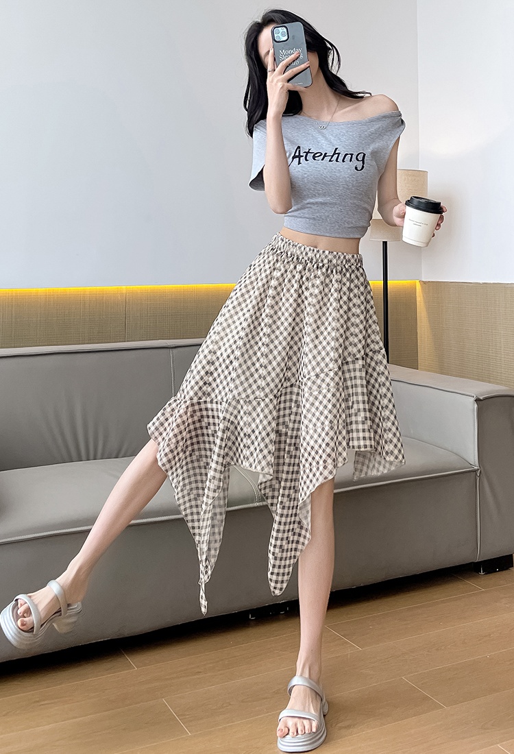 Summer A-line irregular leopard sweet all-match skirt
