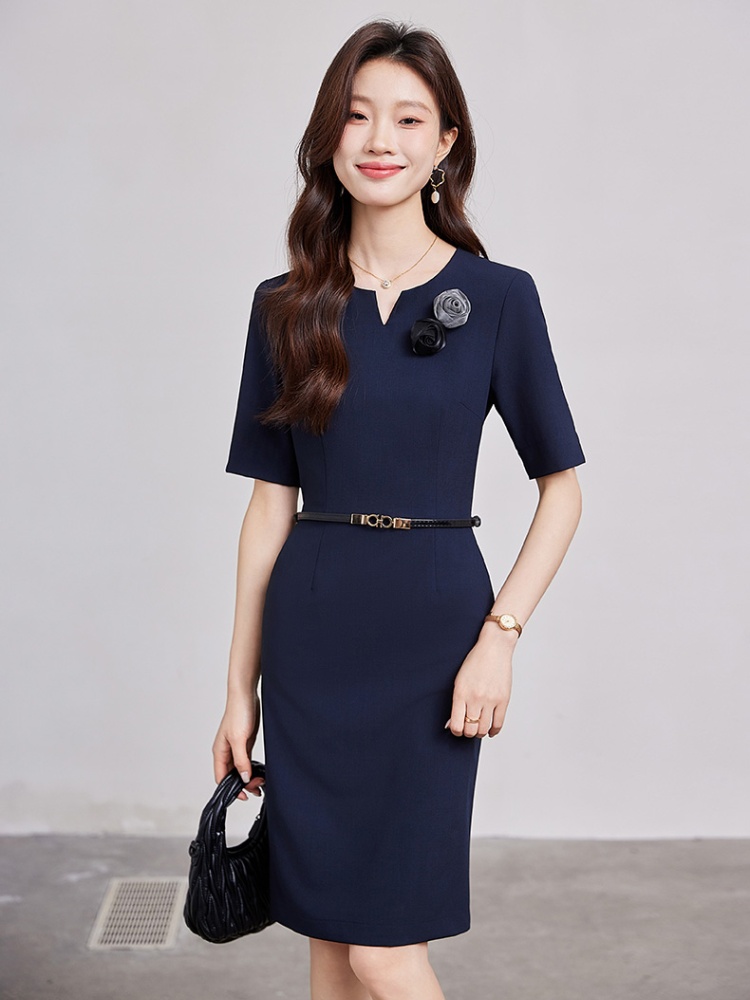 Small fellow pinched waist slim retro dress