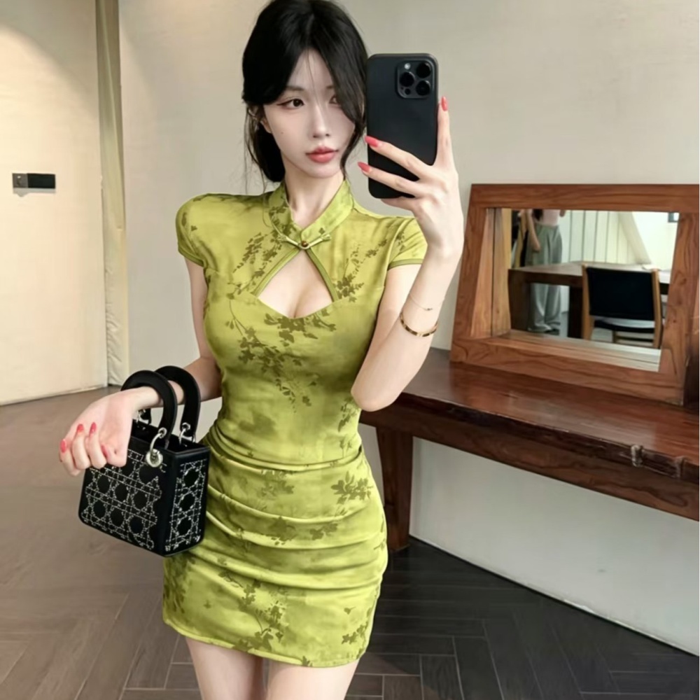 Package hip temperament dress short summer cheongsam