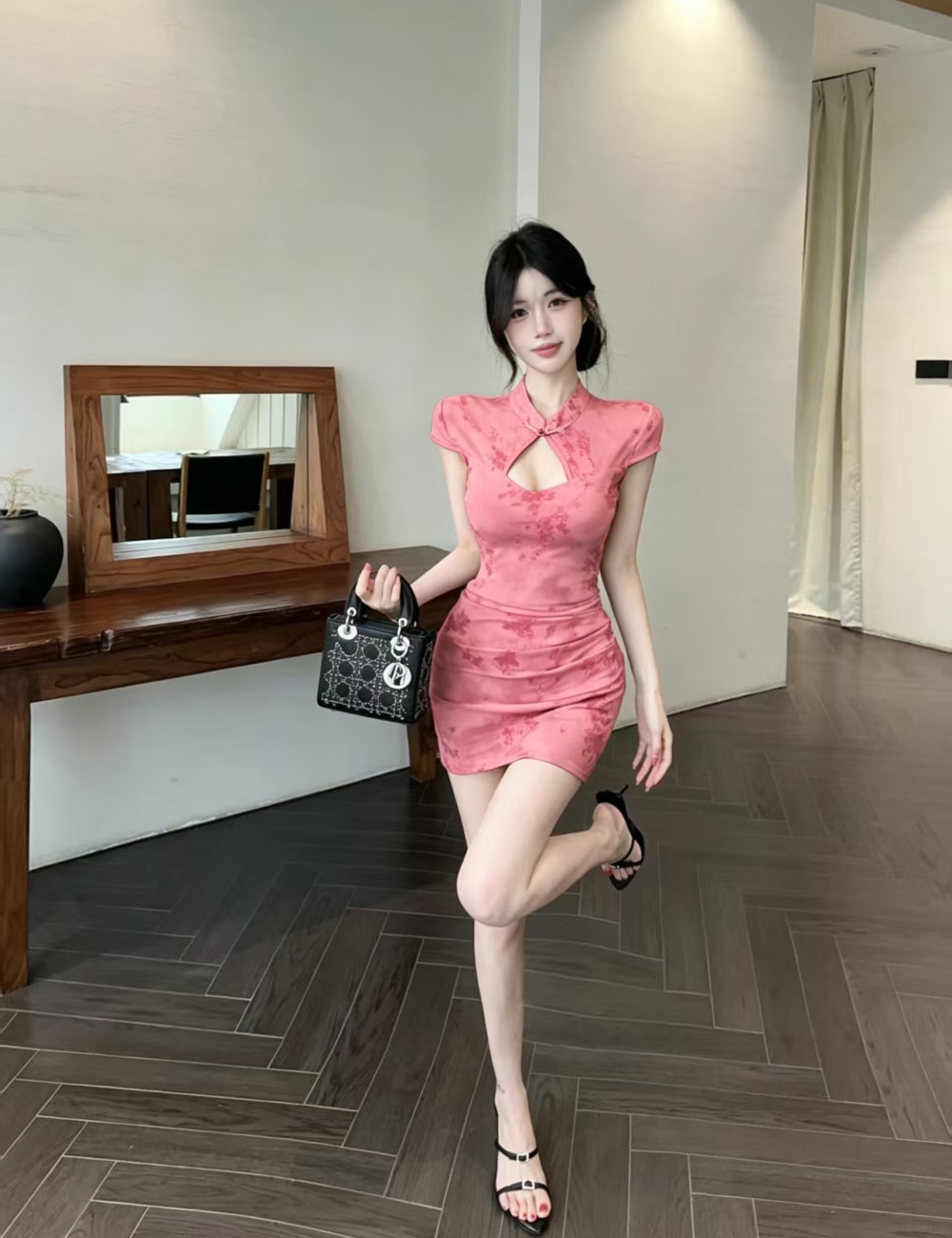 Package hip temperament dress short summer cheongsam