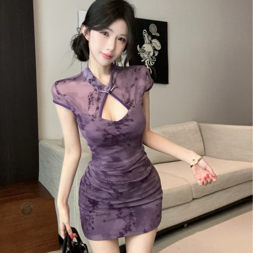 Package hip temperament dress short summer cheongsam