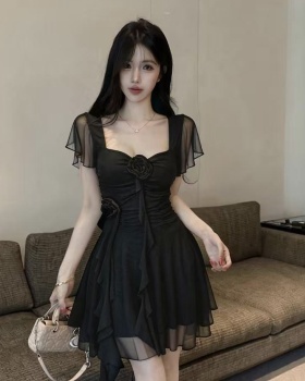 Thick and disorderly splice France style gauze dress for women