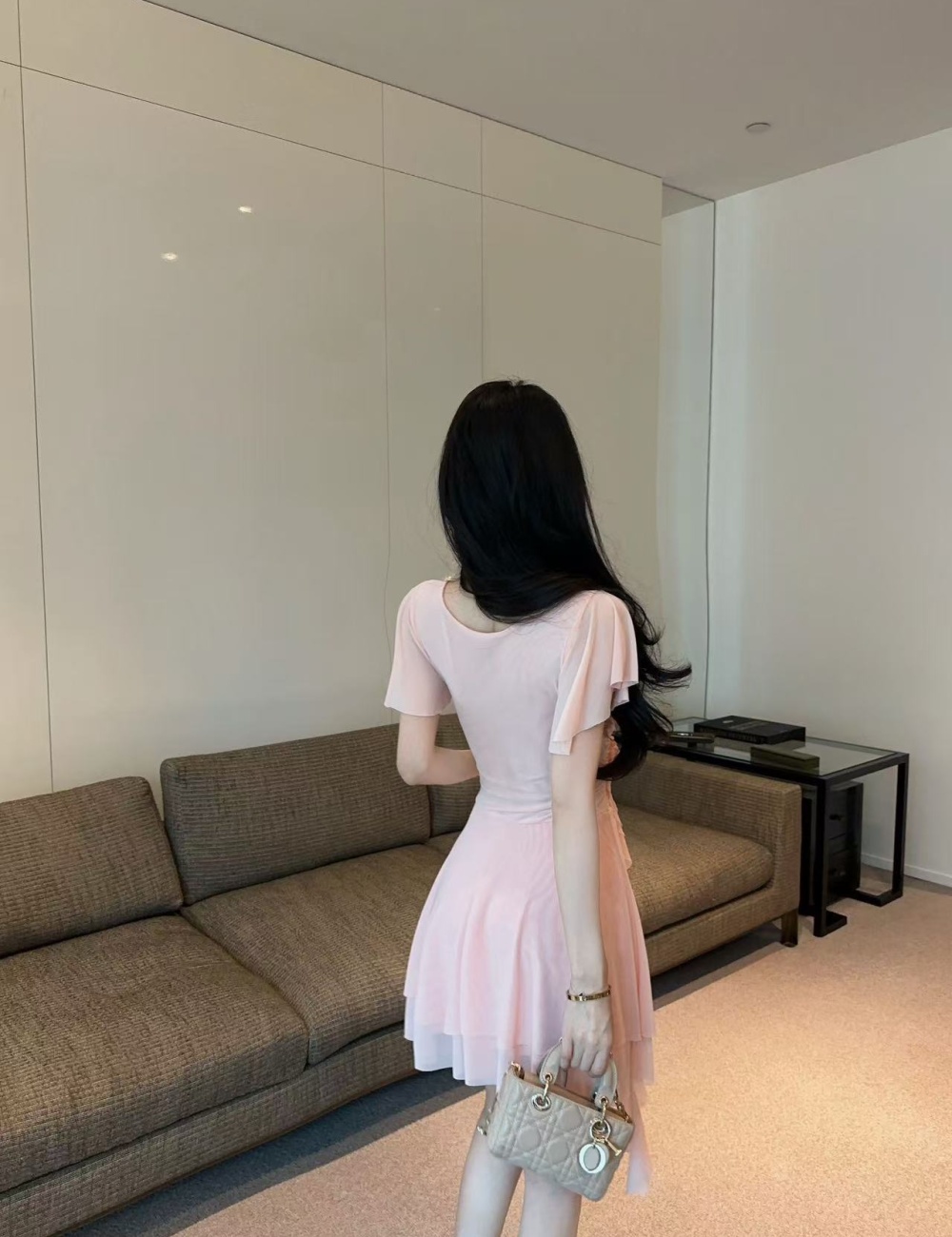 Thick and disorderly splice France style gauze dress for women