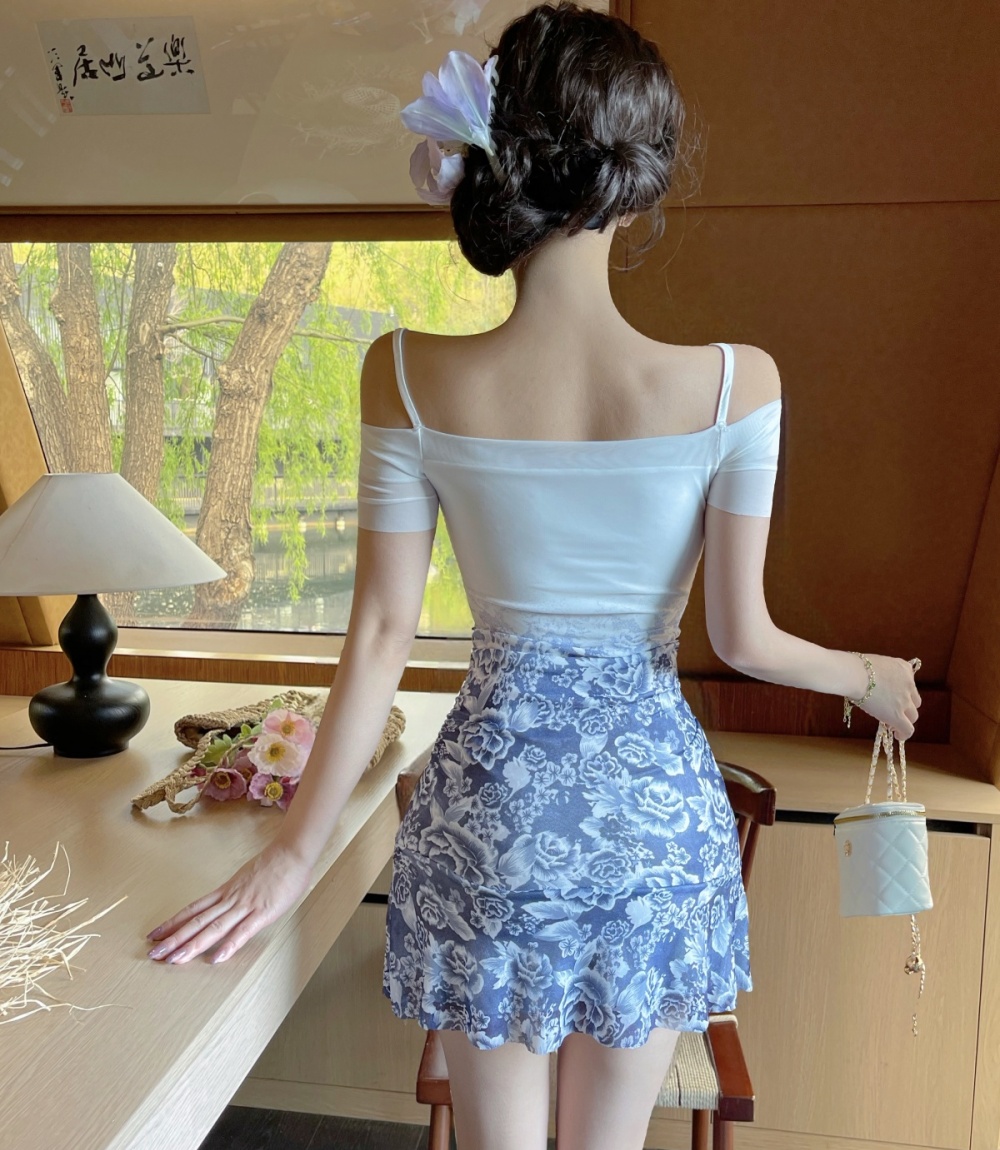 Slim lace package hip pinched waist temperament sling dress