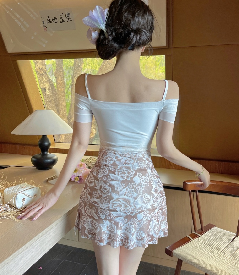 Slim lace package hip pinched waist temperament sling dress