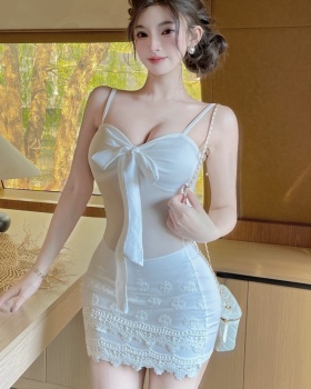 Strapless splice sexy sling mixed colors dress